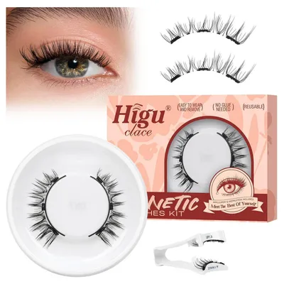Image de Cils magnétiques avec applicateur, aspect naturel, sans colle, réutilisables, modèle N-V01