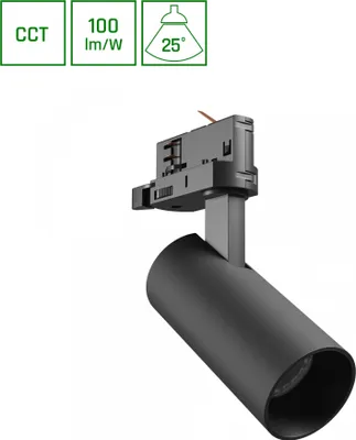 Produktbild von ANDROMEDA LED Stromschienenstrahler 3-Phasen 8W 25° CCT Schwarz