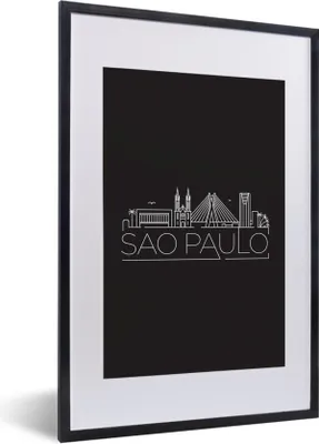 Produktbild von MuchoWow® MuchoWow® Gerahmtes Poster Stadtbild "Sao Paulo" vor schwarzem Hintergrund 40x60 cm - Poster mit zchwarzem Bilderrahmen - Poster in Rahmen