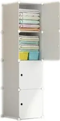 Immagine prodotto di Armadio modulare guardaroba bianco scaffale colonna chiusa 4 ripiani