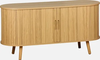 Produktbild von sweeek - Skandinavisches TV-Möbel mit 2 Schiebetüren in geriffeltem Holzlook, 120 cm - Natur