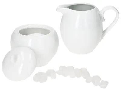 Produktbild von 2tlg. Set Tommy Milchkännchen & Zucker-Dose + Deckel weiß Porzellan