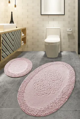 Produktbild von Mijolnir, Piante Oval - Pink, Badematten, Mehrfarbig, Baumwolle, 60 x 100 cm
