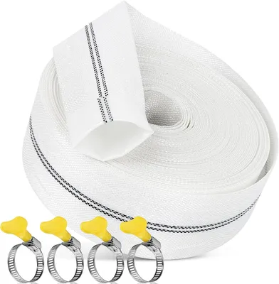 Immagine prodotto di Tubo flessibile intrecciato, diametro 1 1/4 pollici, tubo piatto, tubo per pompe, 32 mm, 20 metri, con 4 fascette. Tubo industriale intrecciato, set di tubi intrecciati, tubo per pompe sommergibili, tubo per irrigazione del giardino