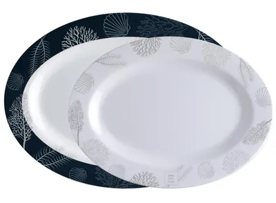 Zdjęcie produktu dla Servierplatten 2 Stück oval navy weiss - Living,