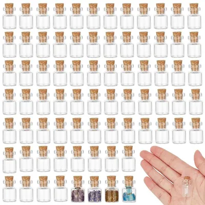 Imagen del producto de Solidchoice - 200 mini frascos de vidrio con tapón de corcho, ideales para proyectos creativos