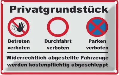 Produktbild von vianmo Blechschild 20x30 cm Privatgrundstück betreten Verbot Warnschild Hinweisschild Sicherheit Vorsicht