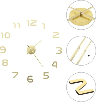 Produktbild von 3D-Wanduhr Modernes Design 100 cm XXL Golden