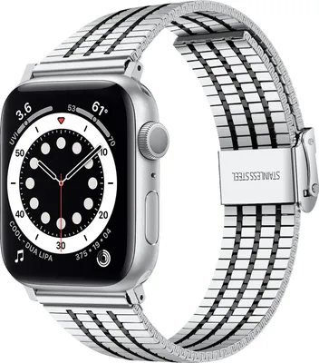 Produktbild von Strap-it Apple Watch Edelstahlarmband (Silber/Schwarz)