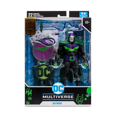 A packaged action figure of Batman (Jokerized) from the DC Multiverse line.