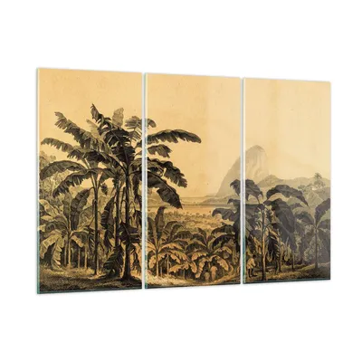 Produktbild von Bilder auf glas - 3 Teile - Palmen Wald Regnerisch - 105x70cm - Glasbilder - Wandbilder - Bilder - zum Aufhängen bereit - Wanddekoration aus Glas - Glas Bilder - Wandbild auf Glas - GCE105x70-4983