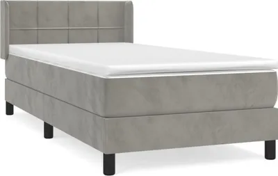 Image de vidaXL Lit boxspring avec matelas gris clair 100x200 cm velours