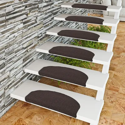 Produktbild von Natur Sisal Stufenmatte Schwarz (halbrund) in 2 Größen, Größe / Menge:24x65 cm = 15 Stck.