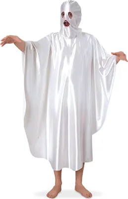 Produktbild von Poltergeist Kostüm Umhang mit Haube Weiß Halloween Fasching Karneval XXL
