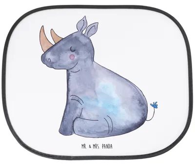 Produktbild von Mr. & Mrs. Panda Sonnenschutz Auto Einhorn Nashorn - Weiß - Geschenk, Glitzer, Witzig, Unicorn, Zoo, Seitlicher, für, saugnapf, Regenbogen, Nashörner, blendschutz
