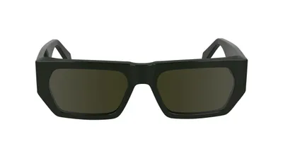 Produktbild von Stylische Herren-Sonnenbrille in Grün aus Bio-Acetat - Rechteckiger Look