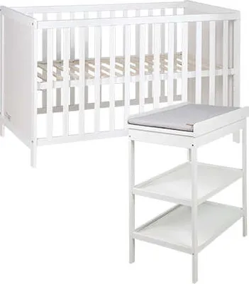 Produktbild von roba Set inkl. Wickelkommode und höhenverstellbarem Beistellbett, mit Lattenrost, 60 x 120 cm, weiß