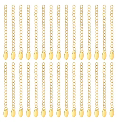 30x Verlängerungskette Edelstahl vergoldet 58–68 mm