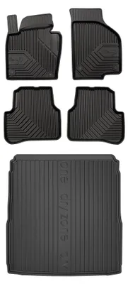 Productafbeelding van Rubberen automatten + kofferbakmat voor Volkswagen Passat B7 2010-2014 (sedan) – 5-delig, zwart, op maat – Wielganizator