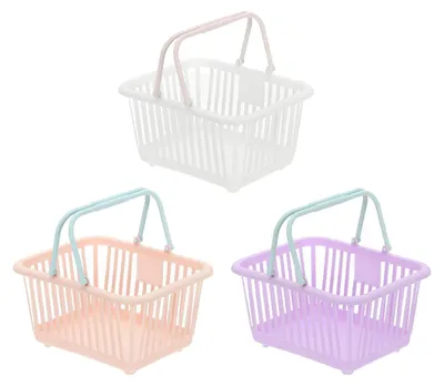 Produktbild von Solidchoice – 3 kleine, aus Kunststoff gefertigte Körbe zur Organisation – Weiß und Rosa