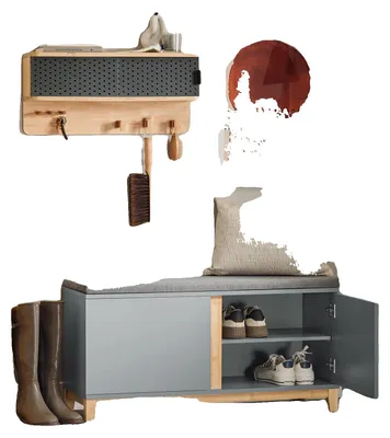 Image de Banc à chaussures, rangement élégant, assise confortable, gris clair
