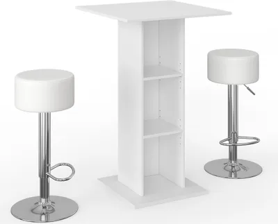 Produktbild von Vicco Stojací barový stůl se židlemi Rodeo, 70 x 70 cm se 2 barovými stoličkami, Bílá
