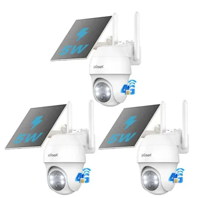 Obrázek produktu pro 3 ks 4G LTE sledovací kamera se sim kartou venkovní solární kamera 2K 360° bezdrátové sledování s baterií venkovní kamera bez WLAN PIR detekce