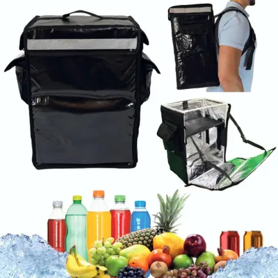 Produktbild von CoolQuest isolierte Kühltasche 42 Liter in Schwarz Thermobox wasserdicht Picknick Rucksack Liefertasche