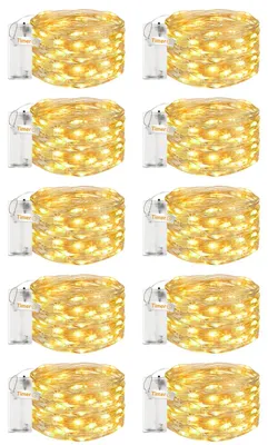 Lichtkette 10er Set, 3 m, 30 LEDs, warmweiß, batteriebetrieben