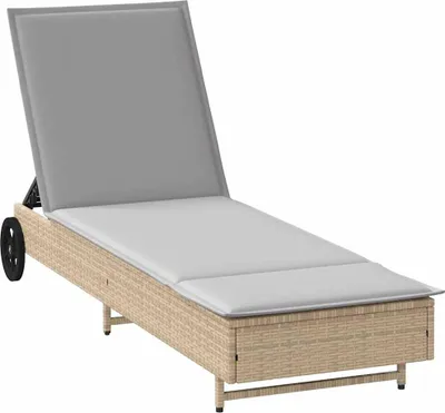 Produktbild von vidaXL Sonnenliege mit Rollen und Auflage Beige Poly Rattan