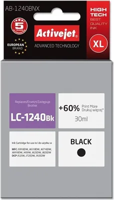 Activejet Tusz AB-1240BNX (Brother LC1240BK/1220BK) supreme XL czarny, 30 ml