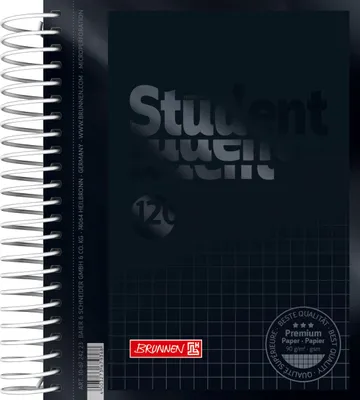 Obrázek produktu pro BRUNNEN 106724290 Collegeblock Student Premium Colour Code A6 5 mm čtverečkovaný Obálka: onyx