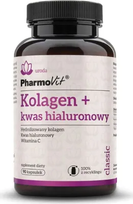 Obrázek produktu pro Kolagen + Kyselina Hyaluronová Bez Lepku 90 Kapslí - Pharmovit (Classic)