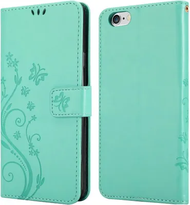 Produktbild von Cadorabo Hülle für Apple iPhone 6 / 6S Schutz Hülle in Türkis Schutzhülle Handy Hülle Etui Case Blumen Flower