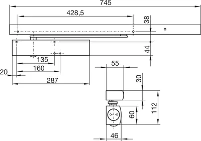 Produktbild von Türschließer TS 5000 R | Größe EN 2-6 , 1 Flügel | mit Gleitschiene und Rauchschalter, silber
