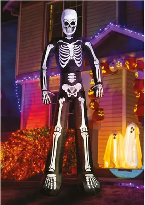 Immagine prodotto di Scheletro gigante di Halloween figura gonfiabile decorazione giardino 200cm casa festa spettrale, colore: nero