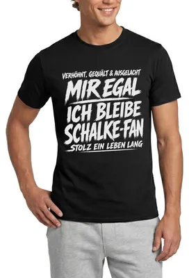 Produktbild von Spreadshirt Mir Egal Ich Bleibe Schalke-Fan Männer T-Shirt, 4XL, Schwarz