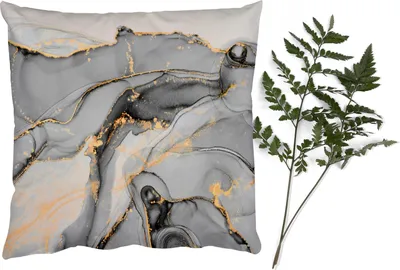 Produktbild von MuchoWow® Zierkissen Sofakissen Wohnzimmer Dekokissen 40x40 cm Marmor - Gold - Grau - Foto Kissen - Schlafzimmer Dekoration