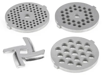 4-teiliges Set Lochscheiben & Kreuzmesser für Fleischwolf, 3-7 mm, Edelstahl