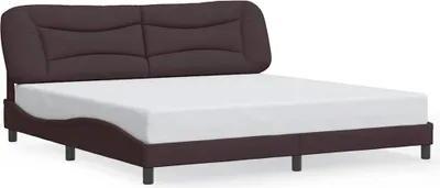 Zdjęcie produktu dla Rama Łóżka Bez Materaca, Hvar, Ciemnobrązowa, 200X200 Cm, Tkanina Lumarko!