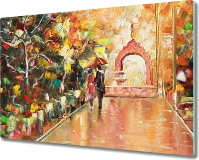Produktbild von Coloray Hackbrett Küchenbrett Kochplattenabdeckung Schneidebrett Herdabdeckplatte 80x52 cm - Paar Malerei Bäume