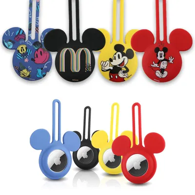 Image de Supports en silicone en forme d'oreilles de Mickey Mouse pour AirTag, lot de 4 porte-clés AirTag