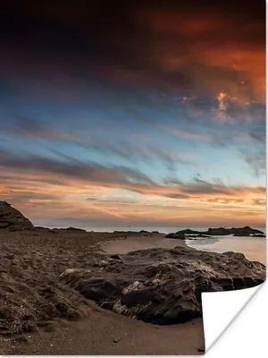 Produktbild von MuchoWow® Poster Strand - Steine - Abend - Himmel - Natur 90x120 cm - Wohnzimmer