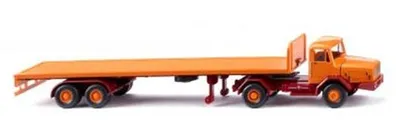 Produktbild von Wiking 055409 - 1/87 Flachpritschensattelzug (Faun) - gelborange - Neu