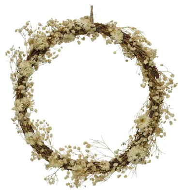 Produktbild von Dekokranz aus Trockenblumen - Wandkranz - Türkranz - D: 28cm - für Innen - creme