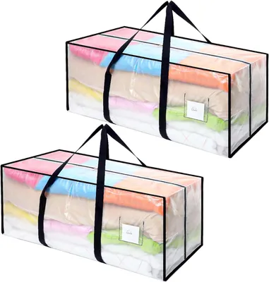 Imagen del producto de Caja de almacenamiento de 120 litros, transparente, de gran tamaño, ideal para mudanzas y almacenamiento