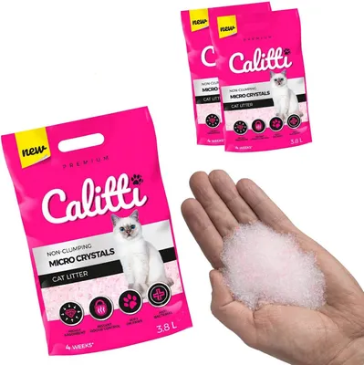 Produktbild von Calitti Micro Silikat Katzenstreu – Premium Kristallstreu, antibakteriell & staubfrei – 2er Set (2×3,8 L = 7,6 L)
