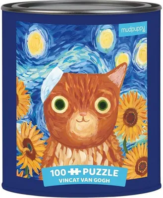 Image de MUDPUPPY Puzzle dans une boîte Artsy Cats : Vincat Van Gogh 100 pièces