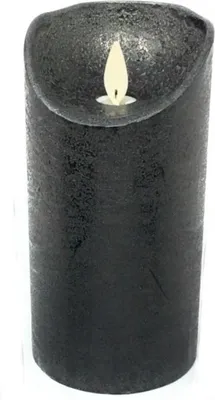Produktbild von LED echtwachs Stumpenkerze 15 cm ANTHRAZIT Timer bewegliche Flamme Kerze Teelicht