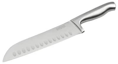Immagine prodotto di NIROSTA Coltello Santoku STAR, coltello da cucina affilato, acciaio inox giapponese, manico pratico, coltello multiuso resistente, lama seghettata affilata a mano (lunghezza lama: circa 18 cm)